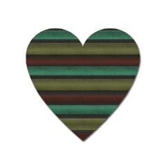 Stripes Green Yellow Brown Grey Heart Magnet by BrightVibesDesign