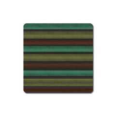 Stripes Green Yellow Brown Grey Square Magnet by BrightVibesDesign