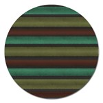 Stripes Green Yellow Brown Grey Magnet 5  (Round) Front