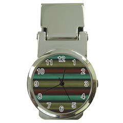 Stripes Green Yellow Brown Grey Money Clip Watches by BrightVibesDesign