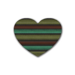 Stripes Green Yellow Brown Grey Heart Coaster (4 Pack)  by BrightVibesDesign