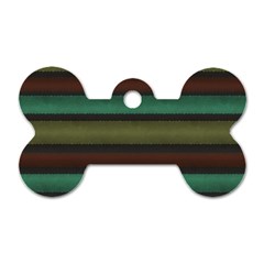 Stripes Green Yellow Brown Grey Dog Tag Bone (two Sides) by BrightVibesDesign