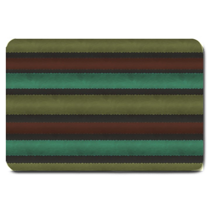 Stripes Green Yellow Brown Grey Large Doormat 