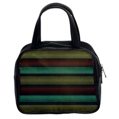 Stripes Green Yellow Brown Grey Classic Handbag (two Sides) by BrightVibesDesign