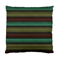 Stripes Green Yellow Brown Grey Standard Cushion Case (two Sides) by BrightVibesDesign