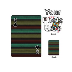 Stripes Green Yellow Brown Grey Playing Cards 54 (mini) by BrightVibesDesign