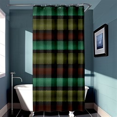 Stripes Green Yellow Brown Grey Shower Curtain 36  X 72  (stall)  by BrightVibesDesign