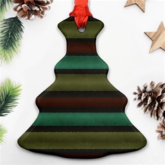 Stripes Green Yellow Brown Grey Christmas Tree Ornament (two Sides) by BrightVibesDesign