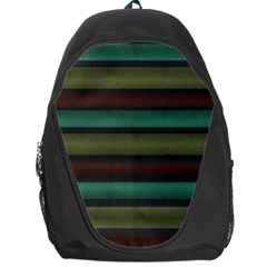 Stripes Green Yellow Brown Grey Backpack Bag by BrightVibesDesign