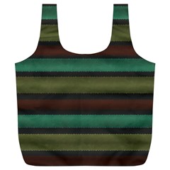 Stripes Green Yellow Brown Grey Full Print Recycle Bag (xl) by BrightVibesDesign