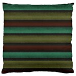 Stripes Green Yellow Brown Grey Large Flano Cushion Case (Two Sides) Front