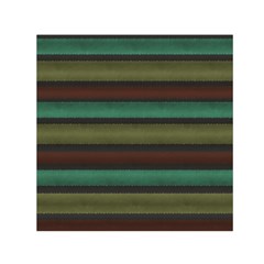 Stripes Green Yellow Brown Grey Small Satin Scarf (square) by BrightVibesDesign