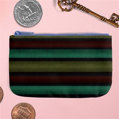 Stripes Green Yellow Brown Grey Large Coin Purse by BrightVibesDesign