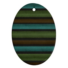 Stripes Teal Yellow Brown Grey Ornament (oval) by BrightVibesDesign