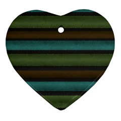 Stripes Teal Yellow Brown Grey Ornament (heart) by BrightVibesDesign