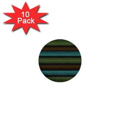 Stripes Teal Yellow Brown Grey 1  Mini Buttons (10 Pack)  by BrightVibesDesign