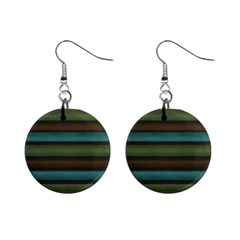 Stripes Teal Yellow Brown Grey Mini Button Earrings by BrightVibesDesign