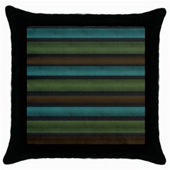 Stripes Teal Yellow Brown Grey Throw Pillow Case (black) by BrightVibesDesign