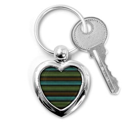 Stripes Teal Yellow Brown Grey Key Chains (heart)  by BrightVibesDesign