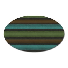 Stripes Teal Yellow Brown Grey Oval Magnet by BrightVibesDesign