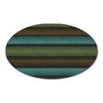 Stripes Teal Yellow Brown Grey Oval Magnet Front