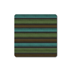 Stripes Teal Yellow Brown Grey Square Magnet by BrightVibesDesign