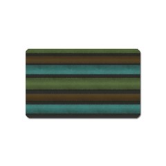 Stripes Teal Yellow Brown Grey Magnet (name Card) by BrightVibesDesign