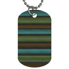 Stripes Teal Yellow Brown Grey Dog Tag (one Side) by BrightVibesDesign