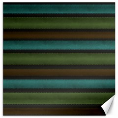 Stripes Teal Yellow Brown Grey Canvas 16  X 16  by BrightVibesDesign