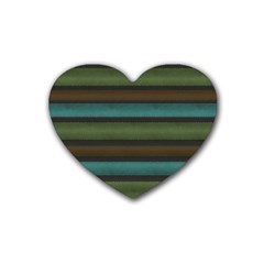 Stripes Teal Yellow Brown Grey Rubber Coaster (heart)  by BrightVibesDesign