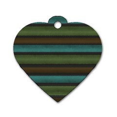 Stripes Teal Yellow Brown Grey Dog Tag Heart (two Sides) by BrightVibesDesign