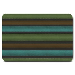 Stripes Teal Yellow Brown Grey Large Doormat  by BrightVibesDesign