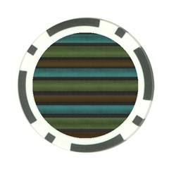 Stripes Teal Yellow Brown Grey Poker Chip Card Guard by BrightVibesDesign