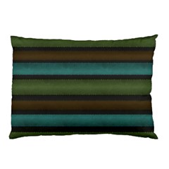 Stripes Teal Yellow Brown Grey Pillow Case by BrightVibesDesign