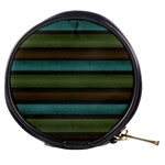 Stripes Teal Yellow Brown Grey Mini Makeup Bag Front