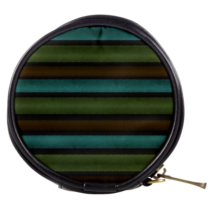 Stripes Teal Yellow Brown Grey Mini Makeup Bag