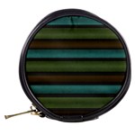 Stripes Teal Yellow Brown Grey Mini Makeup Bag Back