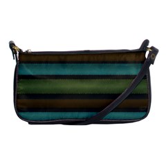 Stripes Teal Yellow Brown Grey Shoulder Clutch Bag by BrightVibesDesign