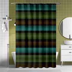 Stripes Teal Yellow Brown Grey Shower Curtain 48  X 72  (small)  by BrightVibesDesign