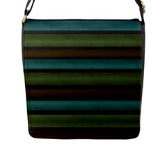 Stripes Teal Yellow Brown Grey Flap Closure Messenger Bag (l) by BrightVibesDesign