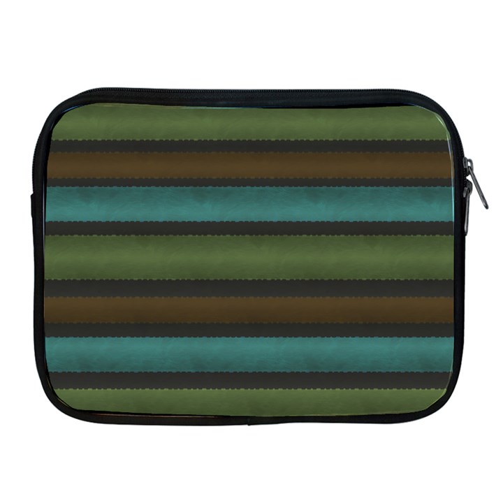 Stripes Teal Yellow Brown Grey Apple iPad 2/3/4 Zipper Cases