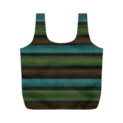 Stripes Teal Yellow Brown Grey Full Print Recycle Bag (m) by BrightVibesDesign