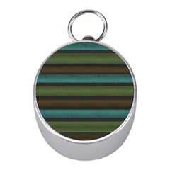 Stripes Teal Yellow Brown Grey Mini Silver Compasses by BrightVibesDesign