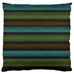 Stripes Teal Yellow Brown Grey Large Flano Cushion Case (One Side) Front