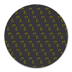 No Step On Snek Pattern Charcoal Dark Gray Background Meme Round Mousepad by snek