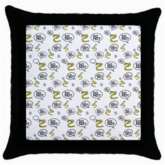 No Step On Snek Do Not Bubble Speech Pattern White Background Meme Throw Pillow Case (black) by snek