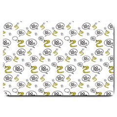 No Step On Snek Do Not Bubble Speech Pattern White Background Meme Large Doormat by snek