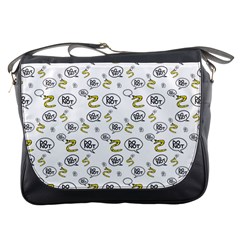 No Step On Snek Do Not Bubble Speech Pattern White Background Meme Messenger Bag by snek