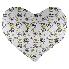 No Step On Snek Do Not Bubble Speech Pattern White Background Meme Large 19  Premium Heart Shape Cushion by snek