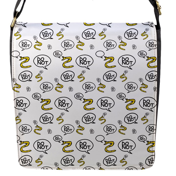 No Step On Snek DO NOT bubble speech Pattern white background Meme Flap Closure Messenger Bag (S)